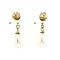 vintage Gold ear studs bow with pearl 14 krt