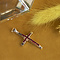 vintage Gouden kruis hanger met glasgranaat 14 krt
