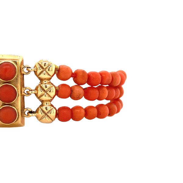 vintage Blood coral bracelet with gold adornment clasp 18 cm 14 krt