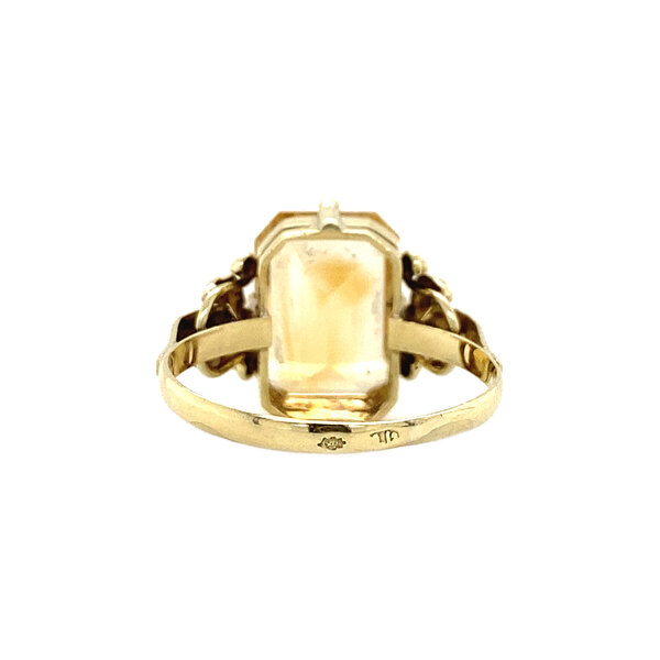 vintage Gouden ring met citrien 14 krt