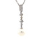 vintage White gold pendant with diamond and pearl 14 krt