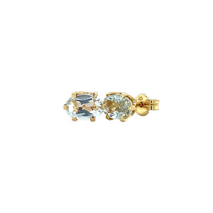 Gold ear studs with glass stone 14 krt