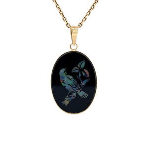 Gold pendant with opal in glass 14 krt