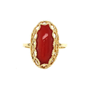Gold ring with blood coral 14 krt