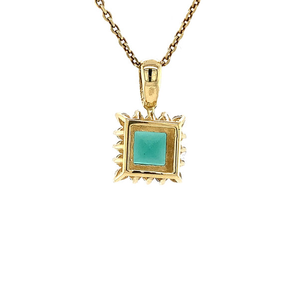 vintage Gold pendant with emerald and zirconia 14 krt