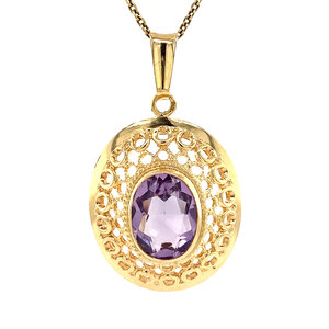 Gold pendant with amethyst 14 krt