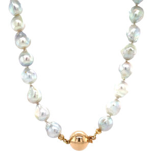 Pearl necklace with gold ball clasp 38 cm 14 krt