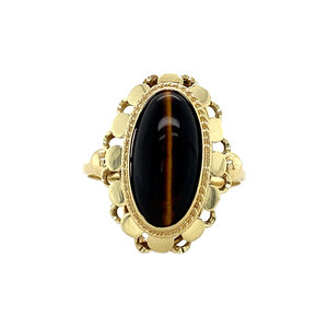 Gold ring with tiger's eye 14 krt