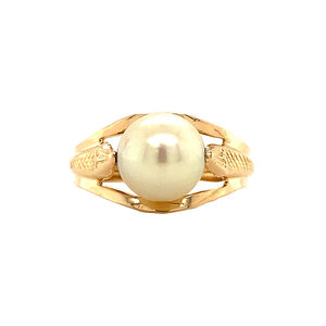 Gold ring with pearl 18 krt