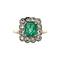 vintage White gold ring with diamond and emerald 14 krt