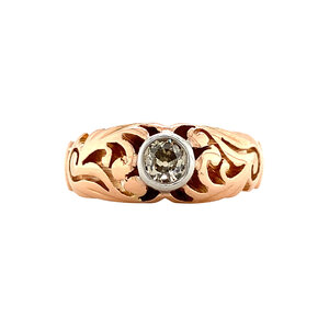 Rose gold ring with diamond 14 krt/platinum