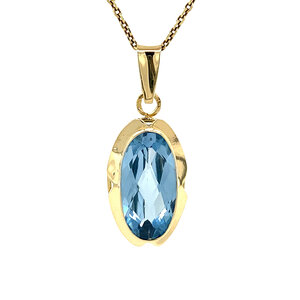 Gold pendant with blue spinel 14 krt