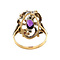 vintage Gouden ring met roosdiamant en amethist 18 krt/925