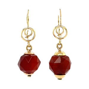 Gold earrings with carnelian 14 crt
