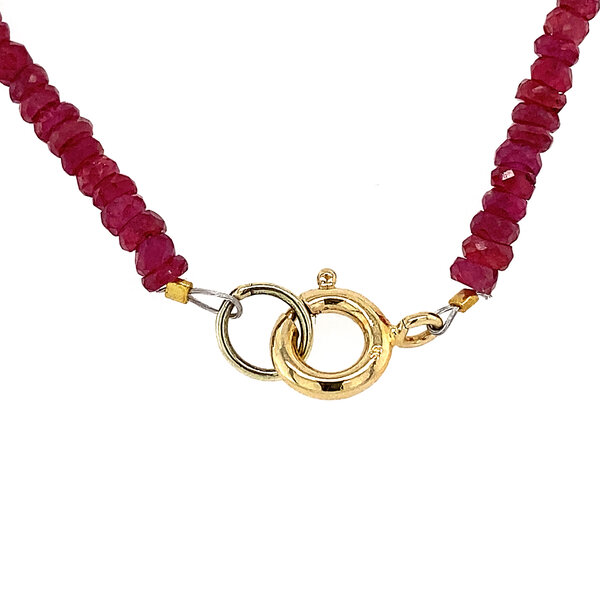 vintage Ruby necklace with gold clasp 42 cm 14 krt