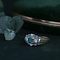 vintage Gold ring with emerald and diamond 18 krt