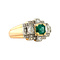 vintage Gold ring with emerald and diamond 18 krt
