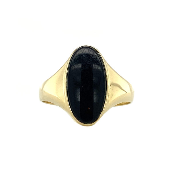 vintage Gold signet ring with onyx 14 krt