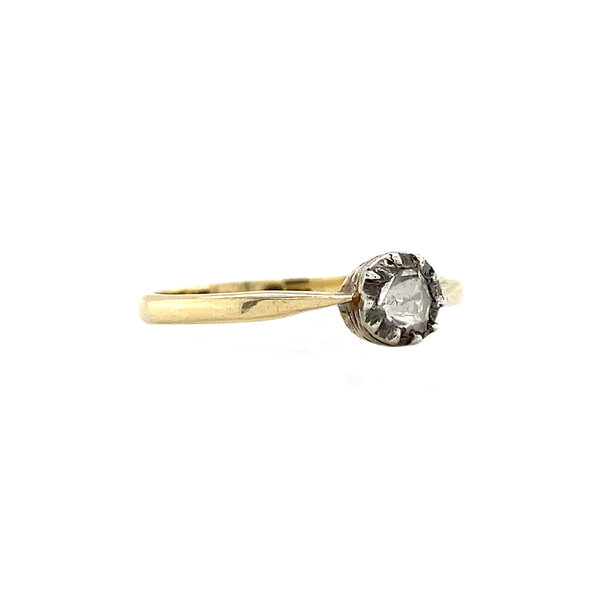 vintage Gold solitaire ring with rose diamond 14 krt