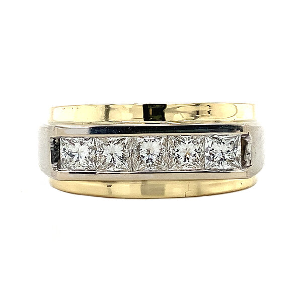 vintage Bicolour gold ring with diamonds 14 krt