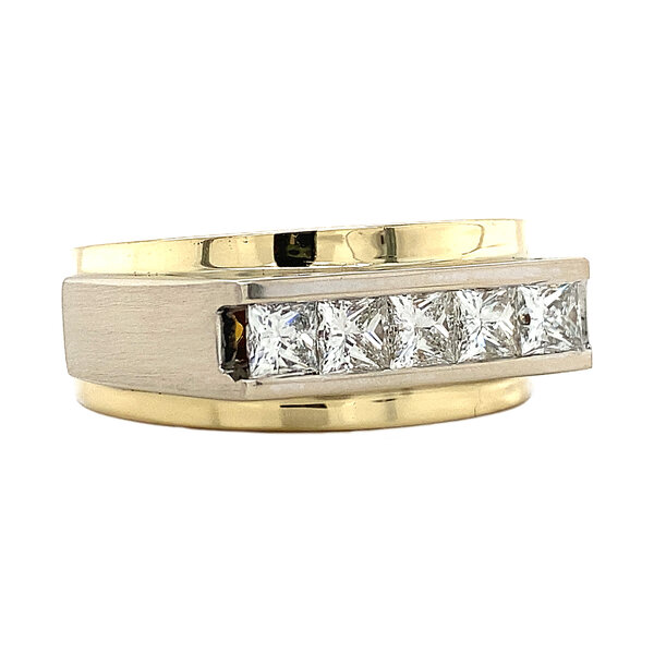 vintage Bicolour gold ring with diamonds 14 krt