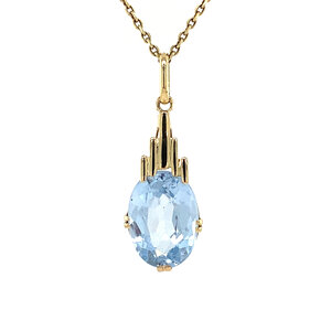 Gold pendant with blue spinel 14 krt