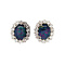 vintage White gold entourage ear clips with diamond and opal 14 krt