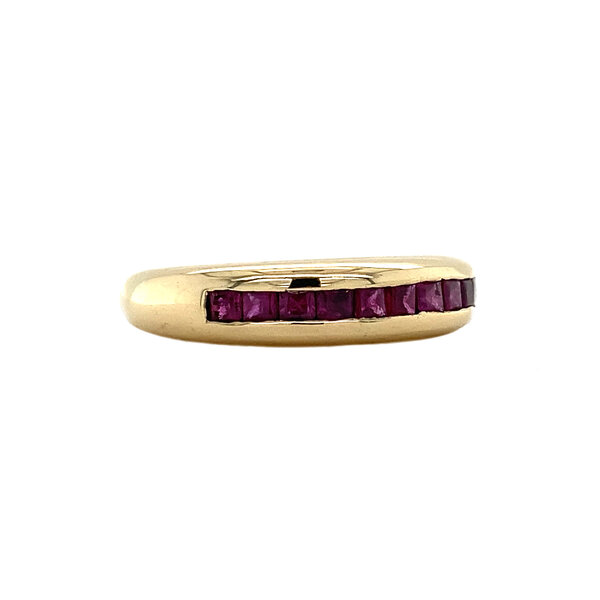vintage Gold rail ring with ruby 14 krt