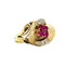 vintage Gouden ring met robijn en zirkonia 14 krt