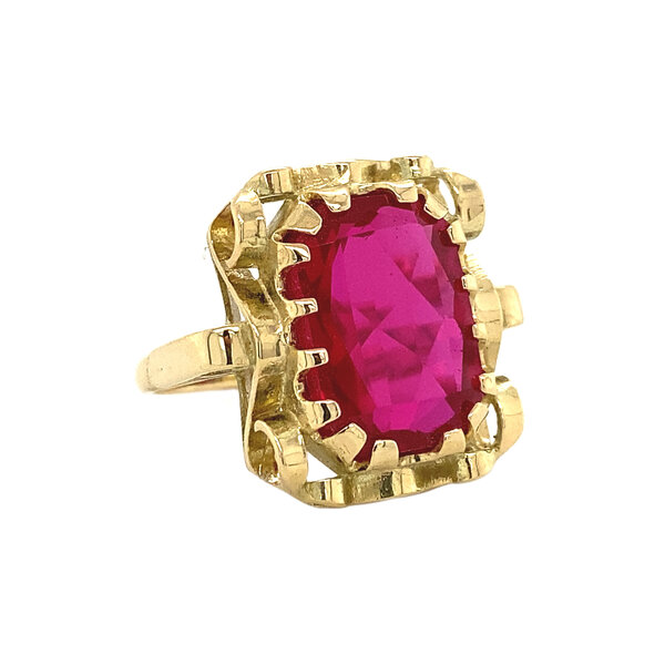 vintage Queen's ring 14 krt - Hot Pink