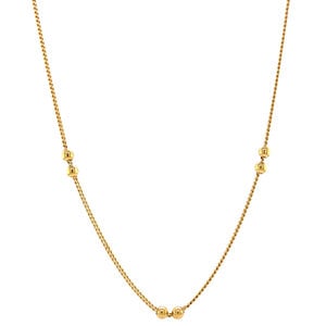 Gold necklace with balls 40 cm 14 krt