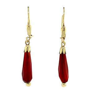Gold earrings with carnelian 14 krt