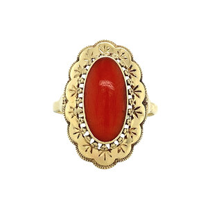 Gold ring with blood coral 14 krt