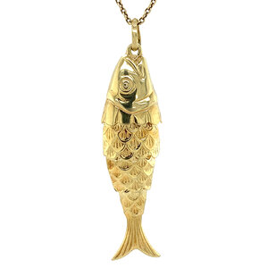 Gold pendant fish 14 krt