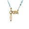 vintage Aquamarine necklace with pearl and gold clasp 40 cm 14 krt