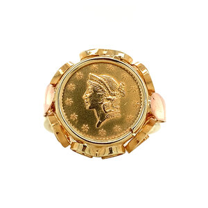 Gold ring with coin 14 krt