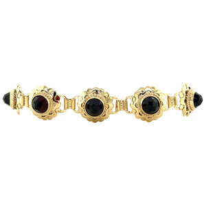 Gold bracelet with garnet 18.5 cm 14 krt
