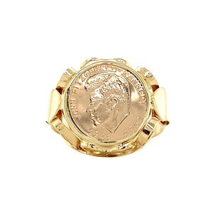 Gouden ring met munt 14 krt