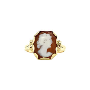 Gold ring with cameo 14 krt