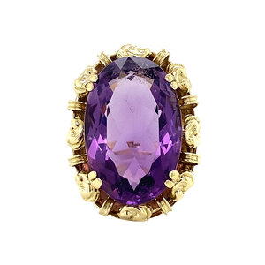 Gold ring with amethyst 14 krt