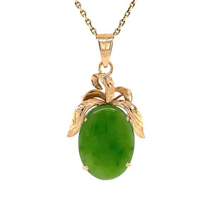 Gold pendant with nephrite 14 krt