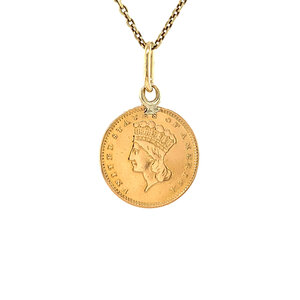 Gold pendant with coin 14 krt