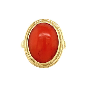 Gold ring with blood coral 14 krt