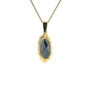 Gold pendant with hematite 14 krt
