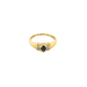 Gold ring with sapphire and diamond 18 krt