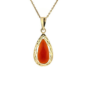 Gold pendant with carnelian 14 krt