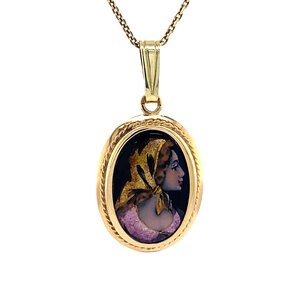 Gold pendant with limoges 14 krt