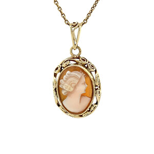 Gold pendant with cameo 14 krt