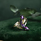 vintage Gold ring with amethyst and diamonds 14 krt