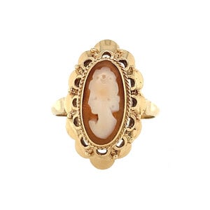 Gouden ring met camee 14 krt